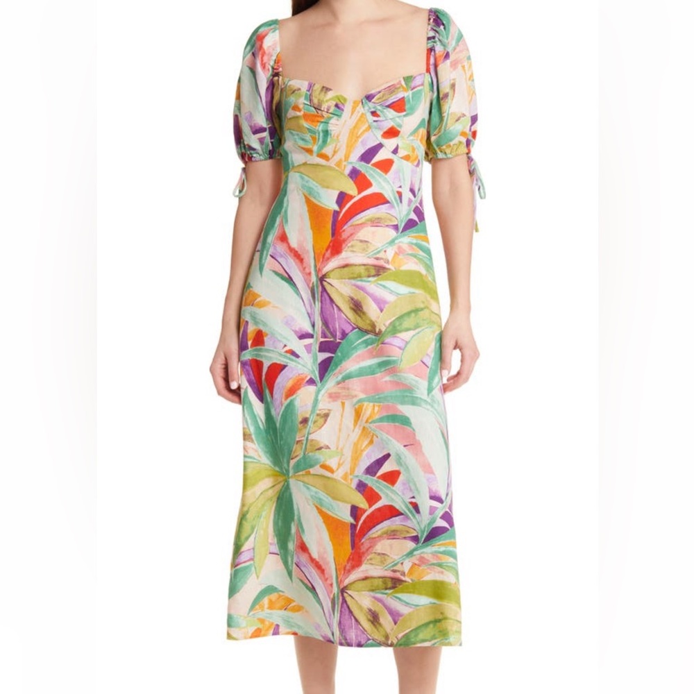 NWT Charles Henry dress puff sleeves tropical